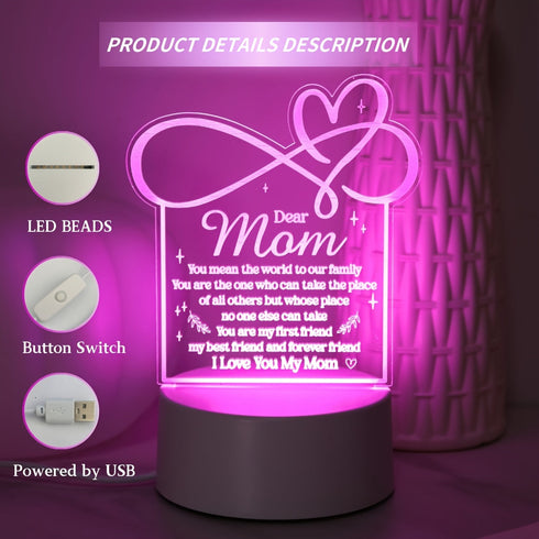 Dear Mom - 3D Symphony Night Light, Unique Mom Engraved Gift